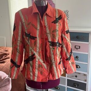 Manage vintage dragonfly leaves cotton large artsy